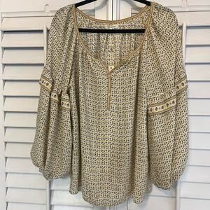 Max Studio Yellow And White Floral Blouse Size‎ Large